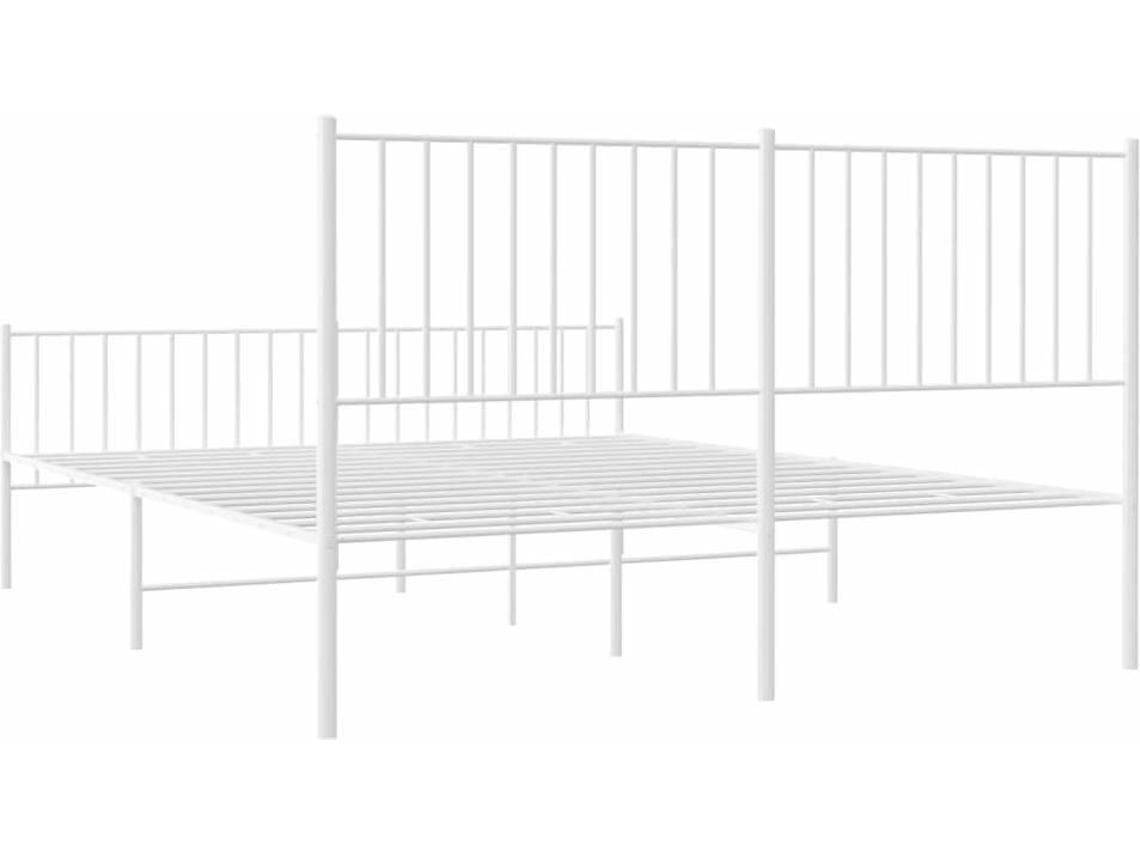 Estructura cama metal con cabecero y estribo blanco 150x200 cm