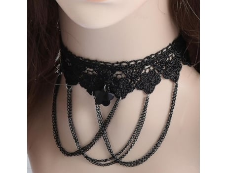 Collar gótico de cristal boho joyas collar encaje negro lujo