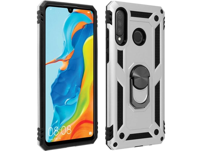 Carcasa Huawei P30 Lite AVIZAR Anillo Plateado