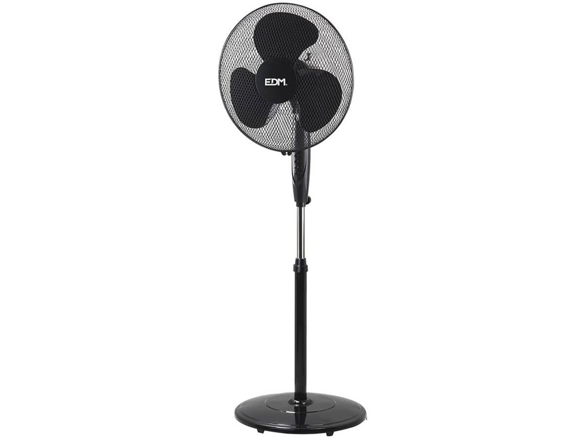 Ventilador Pie EDM con Base Circular Negro 45W 40Cm Altura Regulable 110-130 Cm