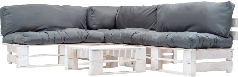 Paletas Vidaxl Almohadones gris madera 4 piezas muebles de cojines