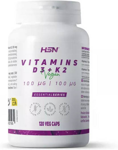 Complemento Alimentar HSN Vitamina D3 + Vitamina K2 4000Ui/100Mcg (120 veg caps)