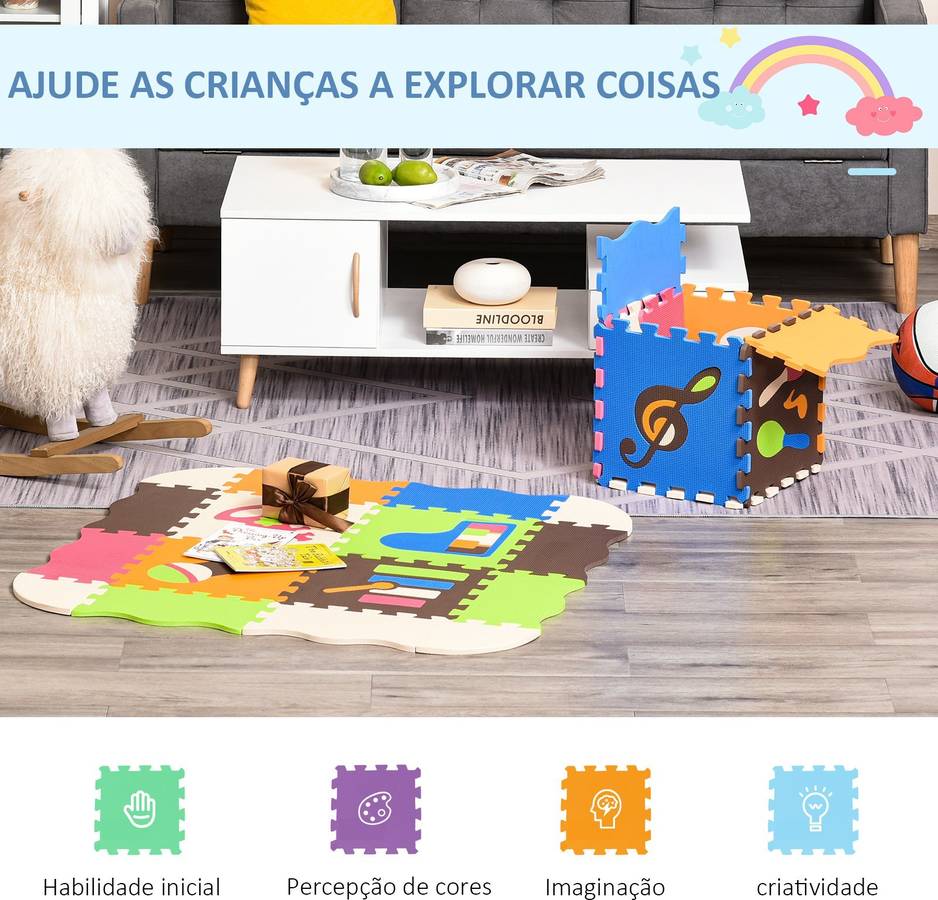 Alfombra Puzzle HOMCOM 25 Piezas (Multicolor - 120x90.5x16.5cm)