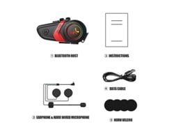 HJKBTECH Kit Manos Libres Lx3 Casco Moto Bluetooth Bluetooth Rojo