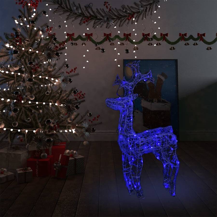 Reno de Navidad VIDAXL 90 luces LED (Acrílico - Azul - 60x16x100cm)