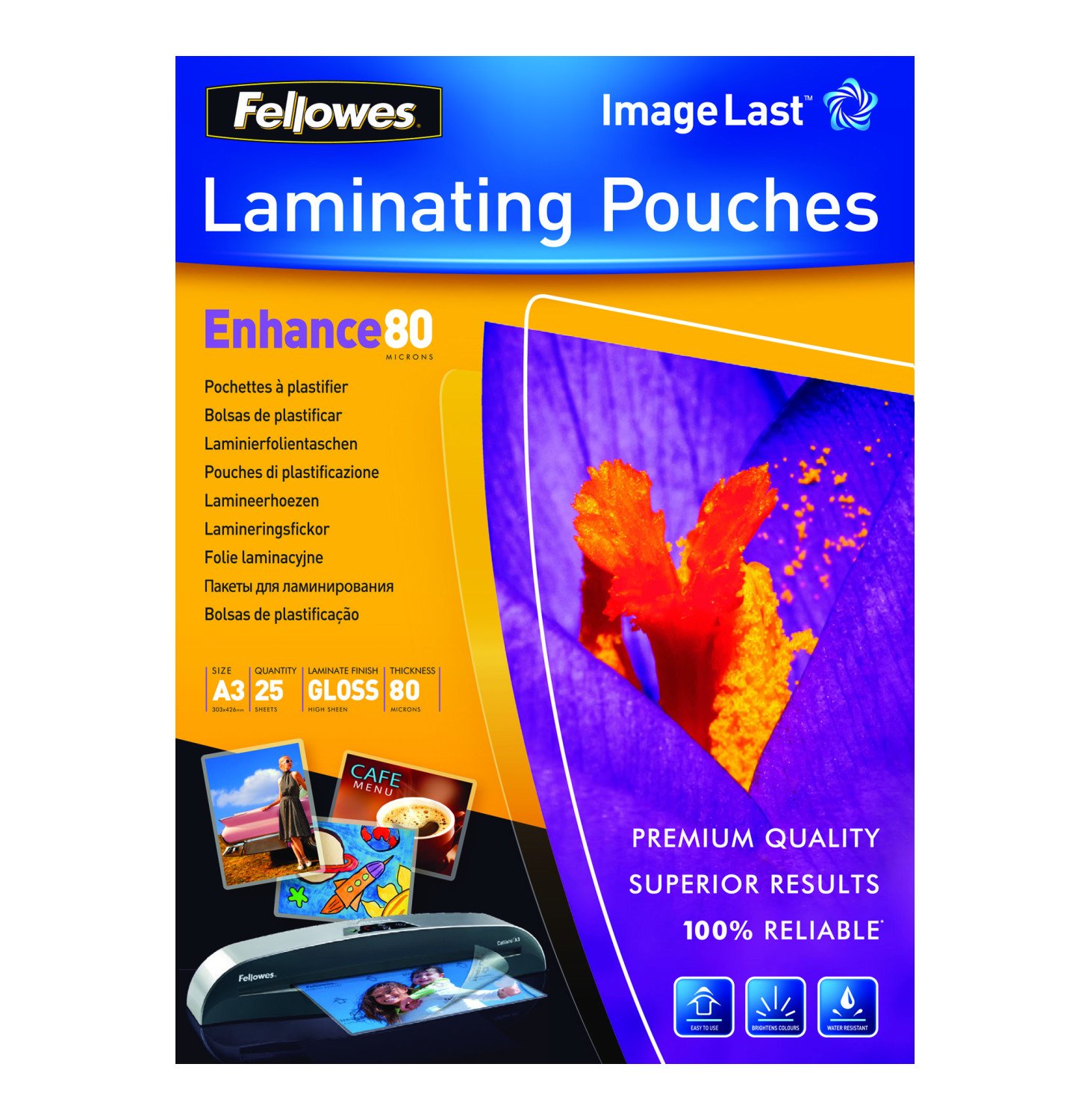 Pack 25 fundas para plastificar 80M BR A3 FELLOWES