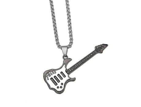 Collar de guitarra instrumento musical punk suéter colgante de bajo acero inoxidable