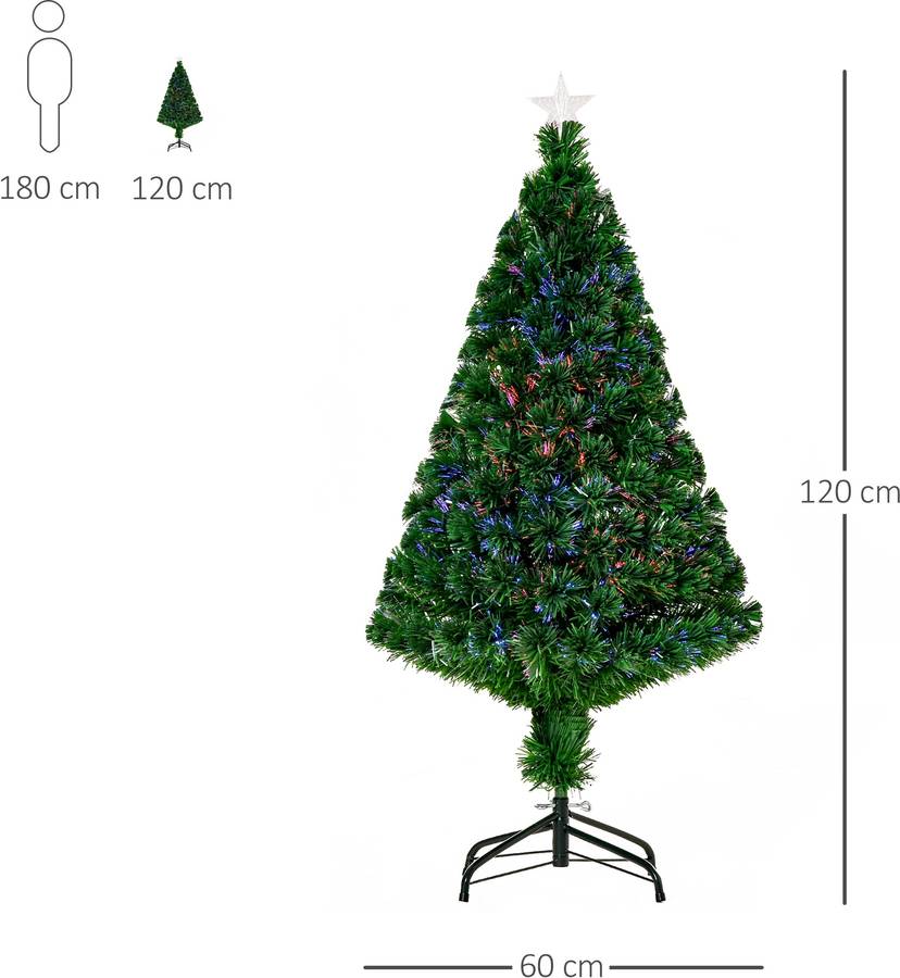 Árbol navideño HOMCOM 02-0349 (Hierro, PVC - Verde - 60x120cm)