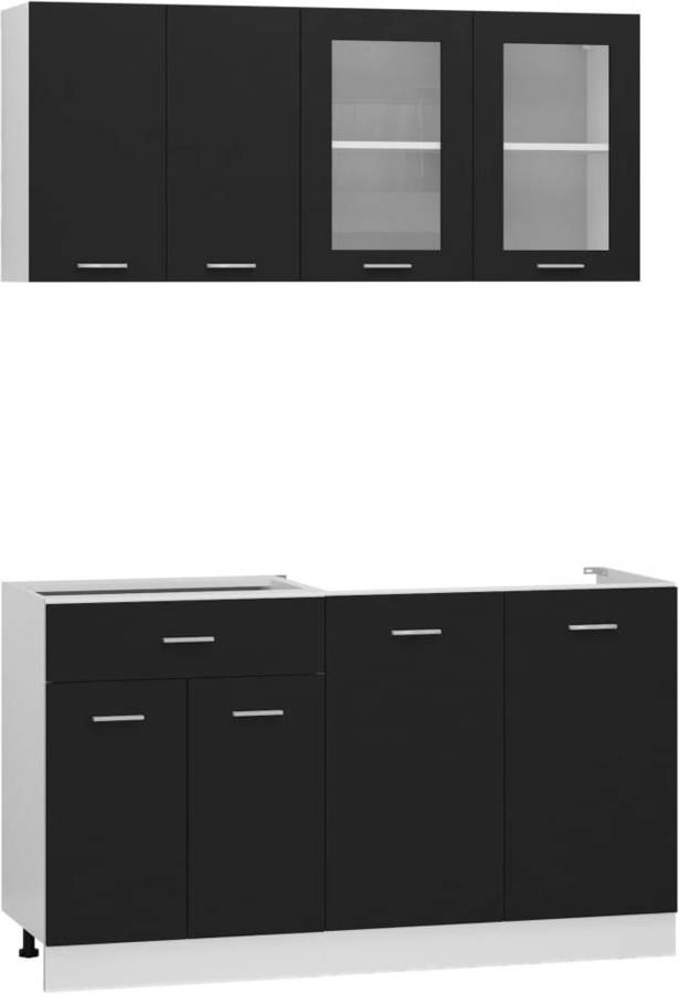 Conjunto de 4 Armários de Cocina VIDAXL Negro 3067656 (Madera - 80 x 46 x 81.5 cm)