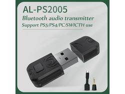 S/MARCA Adaptador de auriculares inalámbricos bluetooth para ps5 transmisor pc computadora para ps4 para interruptor receptor bluetooth negro