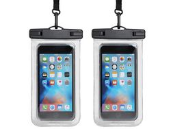 JEIIBRZUI Funda impermeable para teléfono móvil resistente al agua, paquete de 2 fundas impermeables para teléfono móvil de 7 pulgadas con doble sellado para iPhone 13 Pro Max Mini 12 SE 11 XS XR X 8 7 6 Samsu