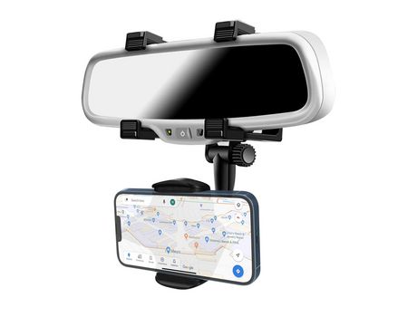 Soporte de coche para Smartphone Espejo retrovisor Rotación 360º negro