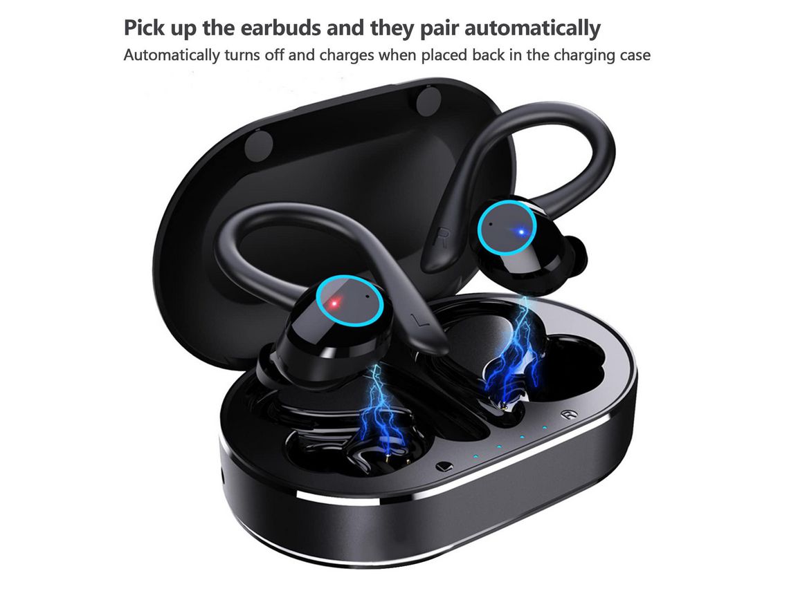 Auriculares inalámbricos Bluetooth impermeables con estuche de carga