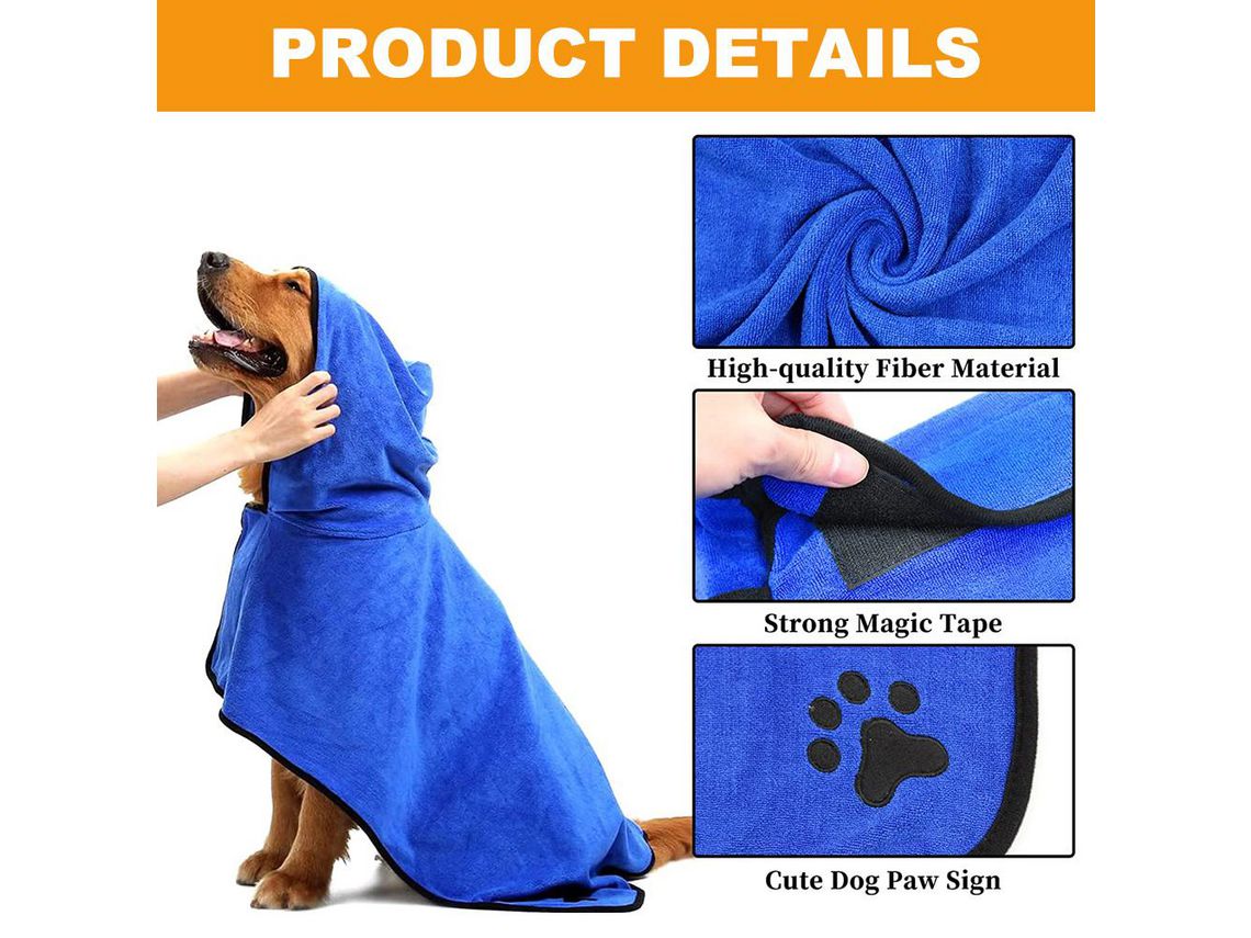 Toalla Magica Super absorbente Perros y Gatos - Azul —