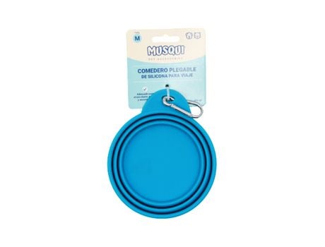 Bol De Comida De Viaje Pequeño Plegable De Silicona Azul 400 Ml MUSQUI