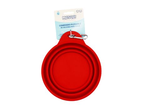 Cuenco grande plegable de silicona para comida de viaje, color rojo, 700 ml MUSQUI