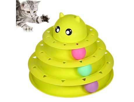 Juguete Interactivo Para Gatos Con Torre De 3 Niveles Para Gatos De Interior Con Bolas De Colores, Verde ZMDECQNA