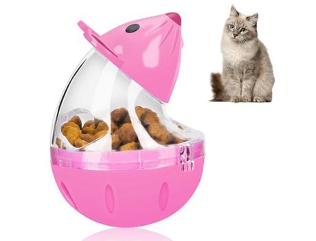 Alimentador Lento Para Gatos Bola De Comida Para Gatos Ratones Gota De Agua Hueso Bola En Forma De Vaso Para Mascotas, Rosa ZMDECQNA