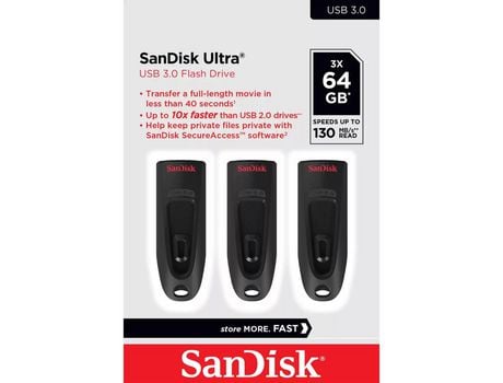 SANDISK Unidad De Memoria Usb Ultra 64 Gb Usb Tipo A 3.0 Negro