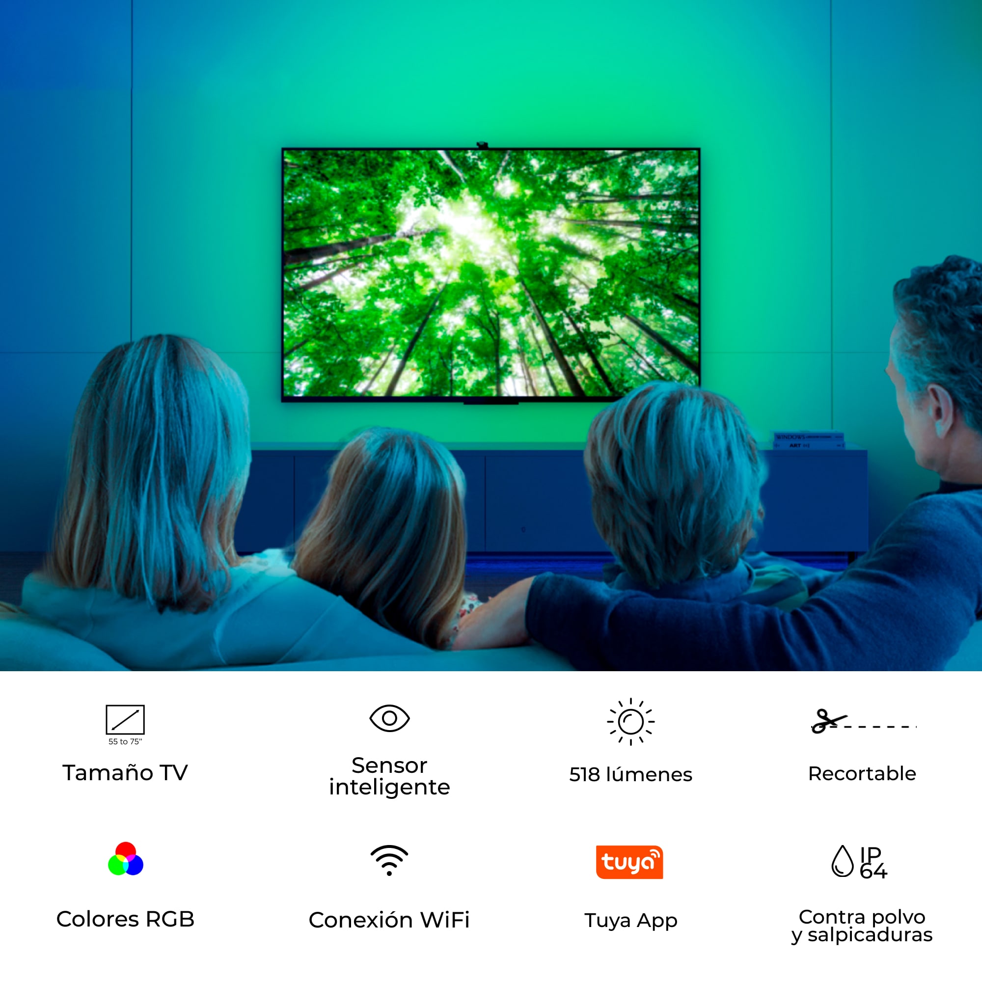 Tiras Led Inteligentes Para Tv Ksix Ambiglow, Sensor De Color, Tv 55 A 75,  Rgb, Modos Escena, App Tuya Smart, 3,5 Metros con Ofertas en Carrefour