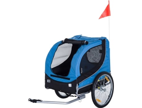 Remolque De Bicicletas para perros homcom impermeable azul 130x90x110cm acero hasta 25 kg porte medio pawhut mascota 1 6