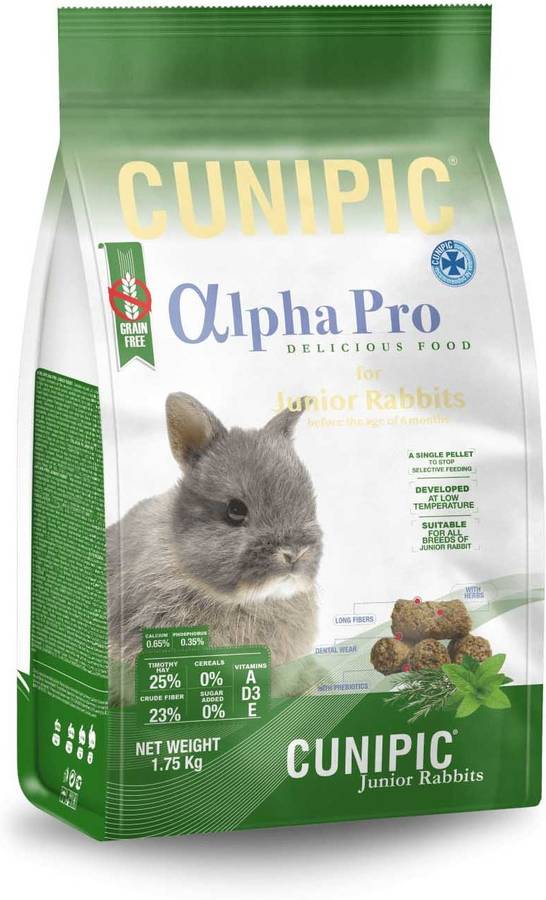 Cunipic Alpha Pro comida conejo junior 2kg negro mediano 2000 pienso 1.75