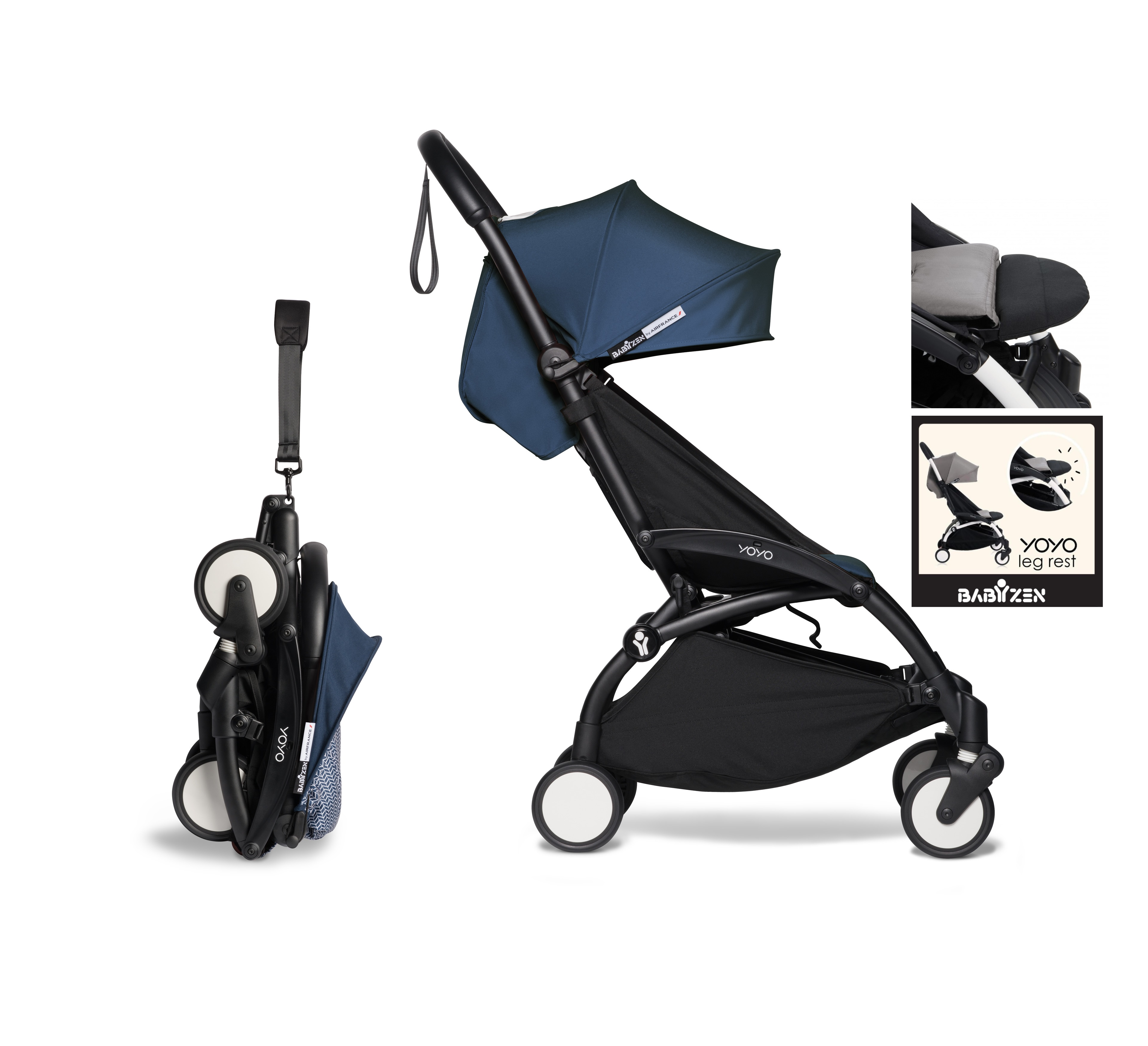 Silla de Paseo BABYZEN Yoyo² 6+ con Reposapiernas Airfrance con Chasis Negro