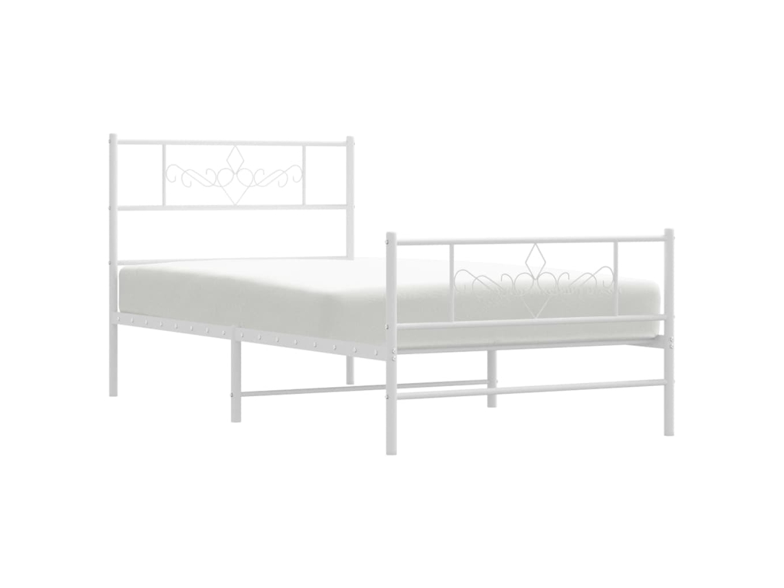 Estructura cama metal con cabecero y pie cama blanca VIDA XL (90x190 cm)