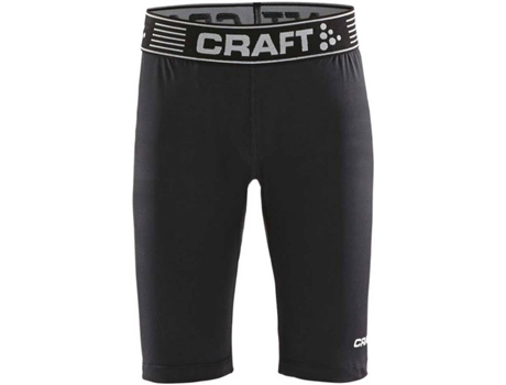 Pantalones Ajustados para Hombre CRAFT Malla Corta Pro Control Compression Negro para Fútbol (134 - 140 cm)