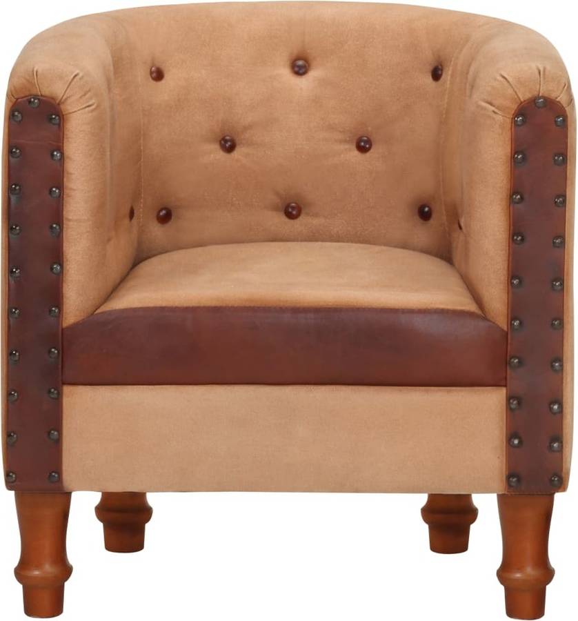 Sillón VIDAXL (Marrón - Cuero - 60 x 57 x 63 cm)