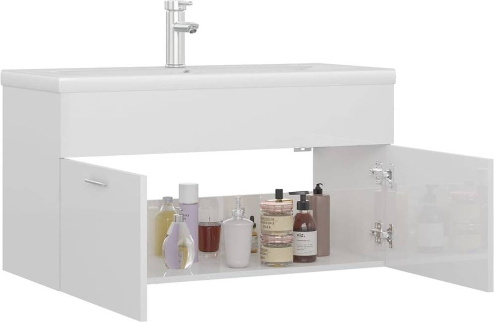 Armario + Lavabo Empotrado VIDAXL (Blanco - Madera Aglomerada - 90x38.5x46 cm)