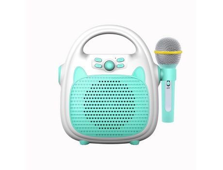 Máquina de Karaoke, altavoz de Karaoke portátil recargable con micrófono BT/tarjeta de memoria/luces de conectividad USB para niños y niñas azul