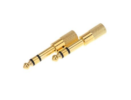 Par de adaptador de conector de Audio, convertidor, enchufe estéreo para guitarras eléctricas, micrófono, auriculares, 6,35mm, macho, 3,5mm, hembra...