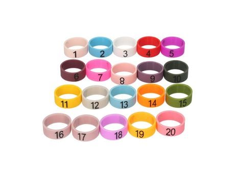 20 anillos de identificación de colores para micrófono, número 1 a 20, anillo de silicona suave multicolor para distinguir diferentes micrófonos (c...