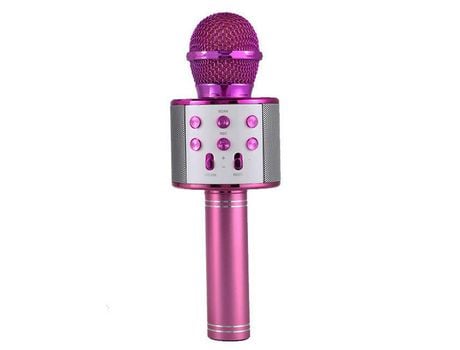 Micrófono inalámbrico BT profesional, altavoz para Karaoke, reproductor de música KTV, grabador para cantar, micrófono de mano rosa