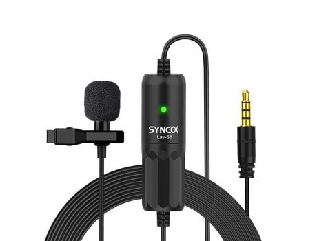 SYNCO Lav-S8 Micrófono Lavalier profesional Micrófono de solapa omnidireccional con clip Reducción de ruido Emparejamiento automático Cable de 8 m/...