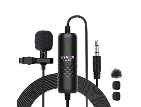 SYNCO Lav-S6E Micrófono Lavalier profesional Micrófono de solapa de condensador omnidireccional con clip Emparejamiento automático Cable de 6 m/19,...