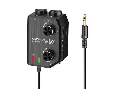 CoMica LINKFLEX AD3 Mezclador/adaptador/interfaz de preamplificador de audio XLR/3,5 mm/6,35 mm-3,5 mm de dos canales negro