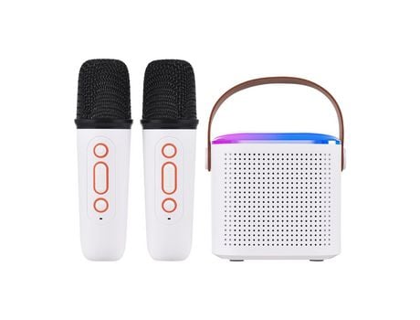 Mini máquina de Karaoke Y1, micrófono portátil y caja de sonido blanco