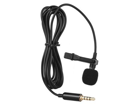 EY-510A Mini micrófono portátil de condensador Lavalier con solapa y Clip, micrófono con cable negro