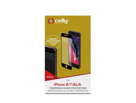 Protector de Pantalla para iPhone 8 CELLY Vidrio Templado Negro