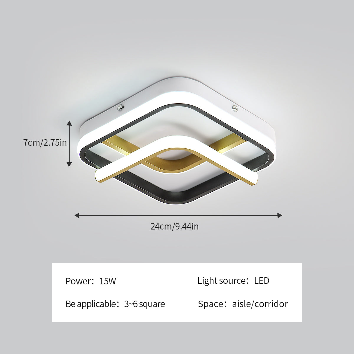 Lámpara de Teto Quadrado Paixão Do Teto Led 23W 6000K Luz Branca Fria Lámpara de Teto Acrílico Adequado para Salões Cozinha Sala de Es