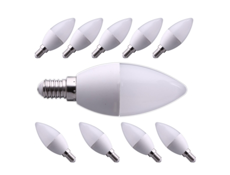 Pack de 10 Bombillas de Vela Led JANDEI 7W E14 C37