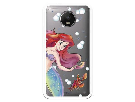 Funda Oficial Disney Sirenita y Sebastian Transparente para Motorola Moto G5s Plus - La Sirenita