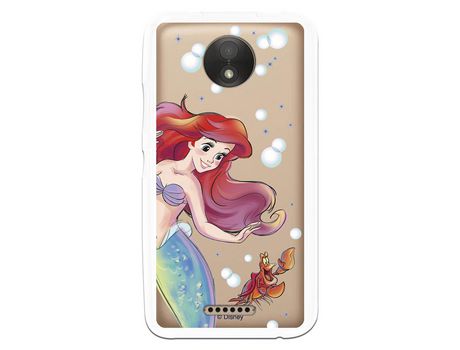 Funda Oficial Disney Sirenita y Sebastian Transparente para Motorola Moto C - La Sirenita