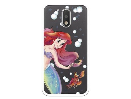 Funda Oficial Disney Sirenita y Sebastian Transparente para Motorola Moto G4 - La Sirenita