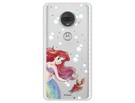 Funda Oficial Disney Sirenita y Sebastian Transparente para Motorola Moto G7 - La Sirenita