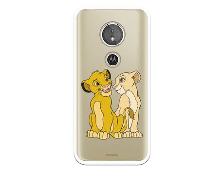 Funda Oficial Disney Simba y Nala transparente para Motorola Moto E5 - El Rey León