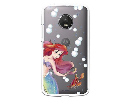 Funda Oficial Disney Sirenita y Sebastian Transparente para Moto G5 - La Sirenita