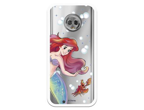 Funda Oficial Disney Sirenita y Sebastian Transparente para Motorola Moto G6 - La Sirenita